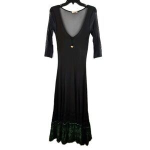 Vintage Shirt Passion Italia Mesh Maxi‎ Dress Small Black Sheer Lace Whimsygoth